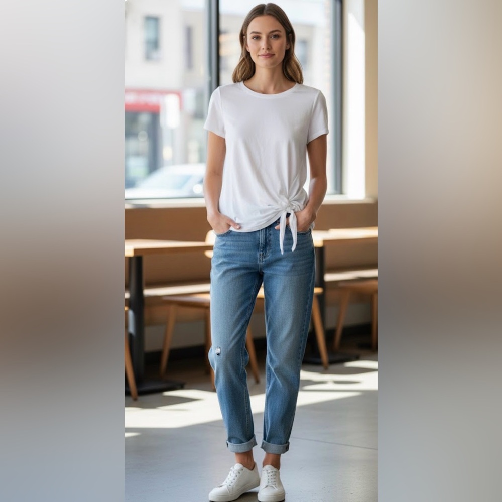 Caslon Side Knot Cotton Blend Tee. / small